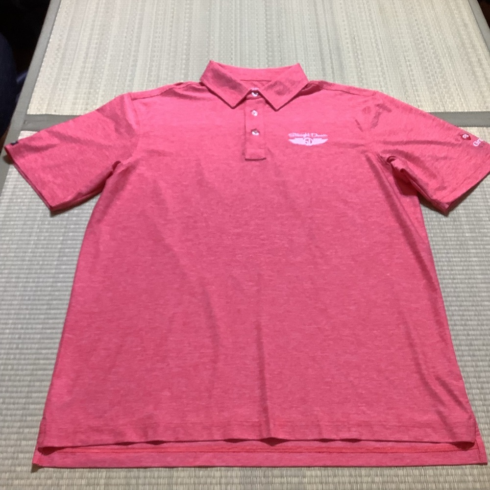 Straight Down Short Sleeve Polo Grayhawk Golf Club logo sleeve Heather Red Pink
